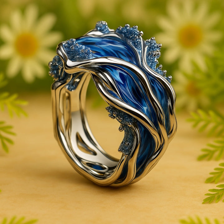 Golden Vintage Wavy Ocean Ring