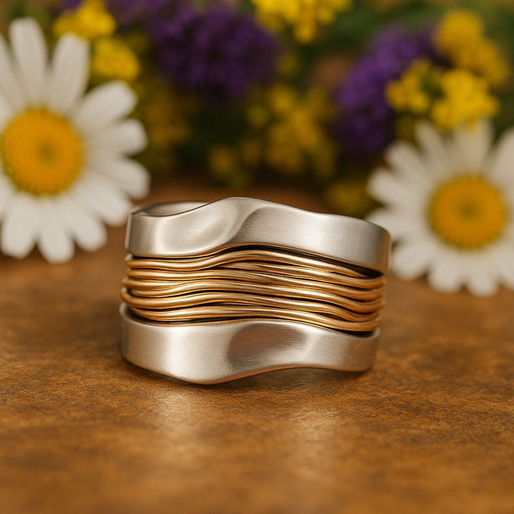 Golden Silver Threads Ring
