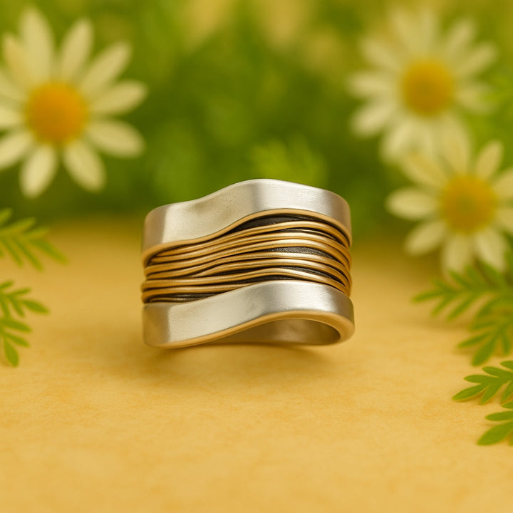 Golden Silver Threads Ring