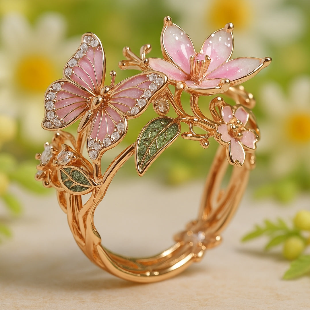 Bright Nature Butterfly Zirconia Ring