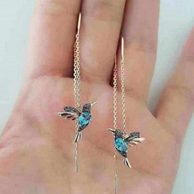 Zirconia and Enamel Hummingbird Earrings