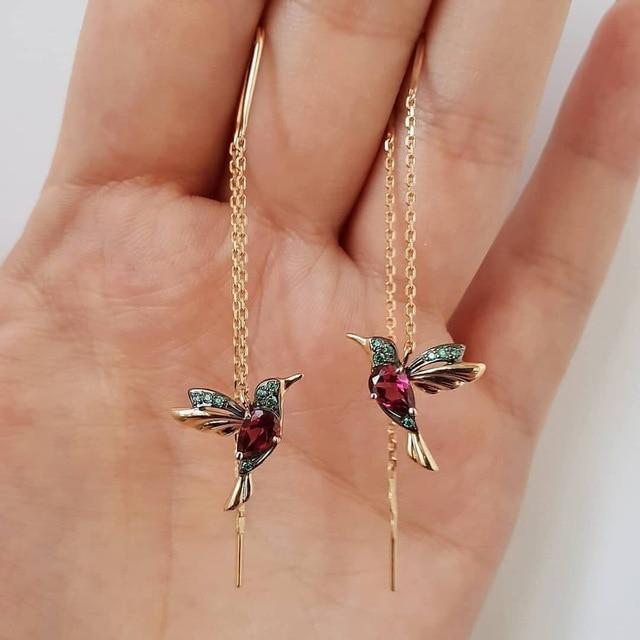 Zirconia and Enamel Hummingbird Earrings