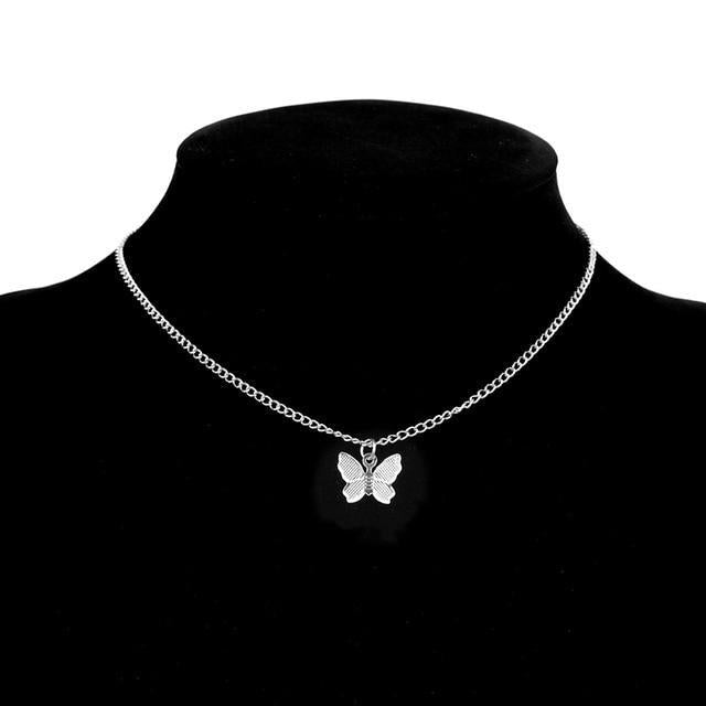 Siver and Gold Plated Butterfly Necklace