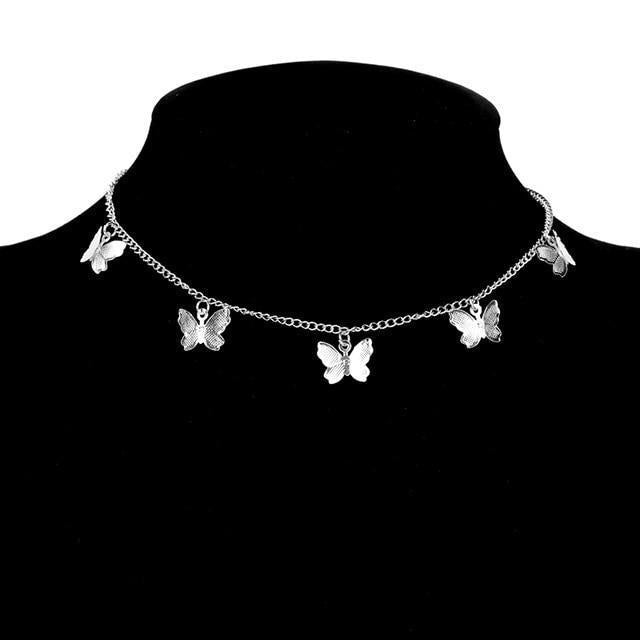 Siver and Gold Plated Butterfly Necklace